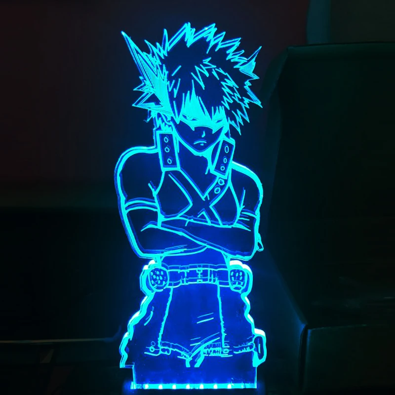 Фигурка героя моя геройская Академия Katsuki Bakugo 3d Аниме лампы для детей декор