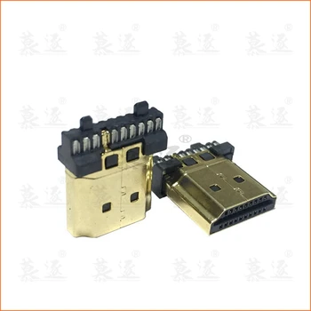 

2pcs HDMI Male Gold Plate 19Pin Plug Wire Solder DIY Connectors