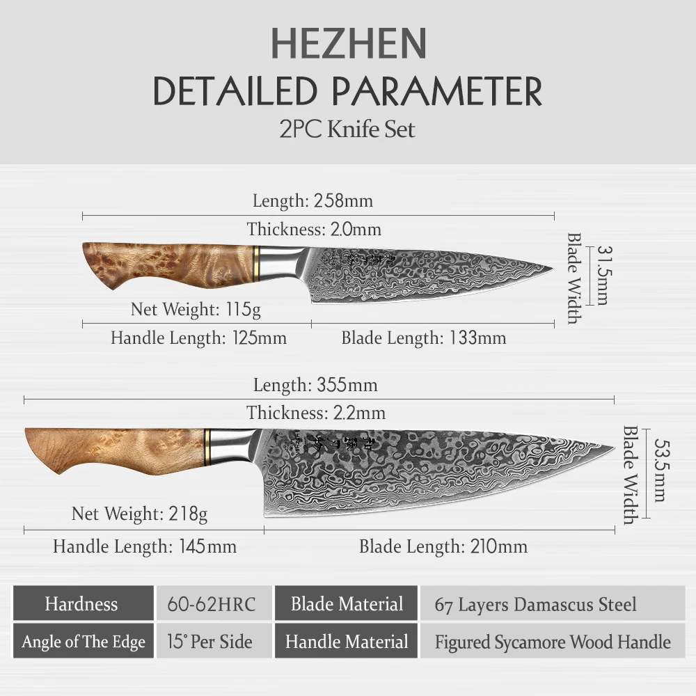 HEZHEN Knife Professional 8 3 Damascus Knife Master Restaurant Figured