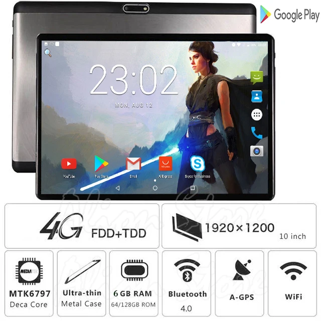 Google Play 10 дюймов 6 ГБ ОЗУ ультра-прозрачный планшетный ПК 1920*1200 HD 2.5D Закаленное стекло Восьмиядерный 10G Две камеры Android 8,1 планшет