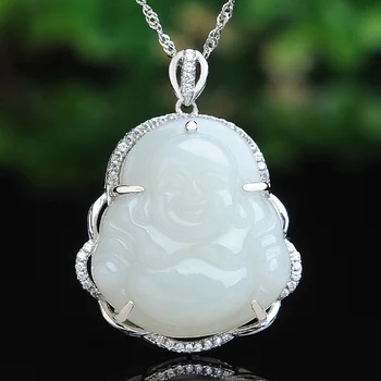 

Hetian Yu Buddha public pendant finecarving Buddha pendants jade white jade jade jade jade pendant attached certificate
