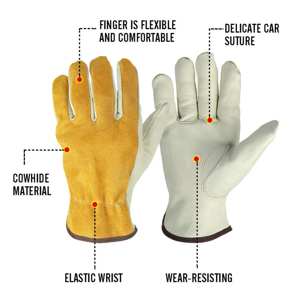Unisex Welding Gardening Gloves Security Protection Labor Gloves Planting Leather Wear-resisting Working Anti-slip Tools