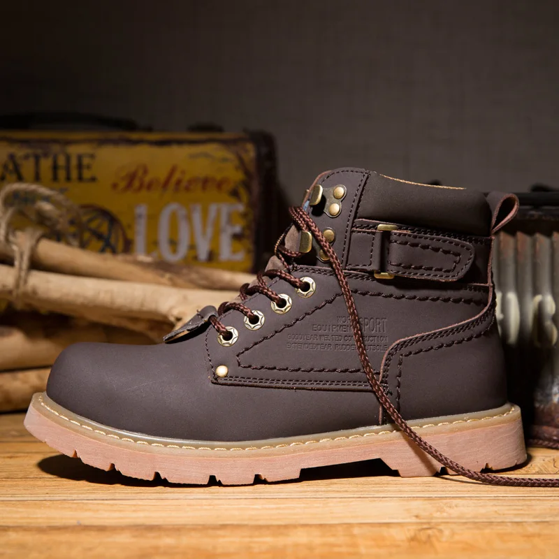Autumn/Winter Mens Boots Leather High Quality Men Tactical Boots Yellow With Fur Work Boots For Mens Big Size Military Boots Men
