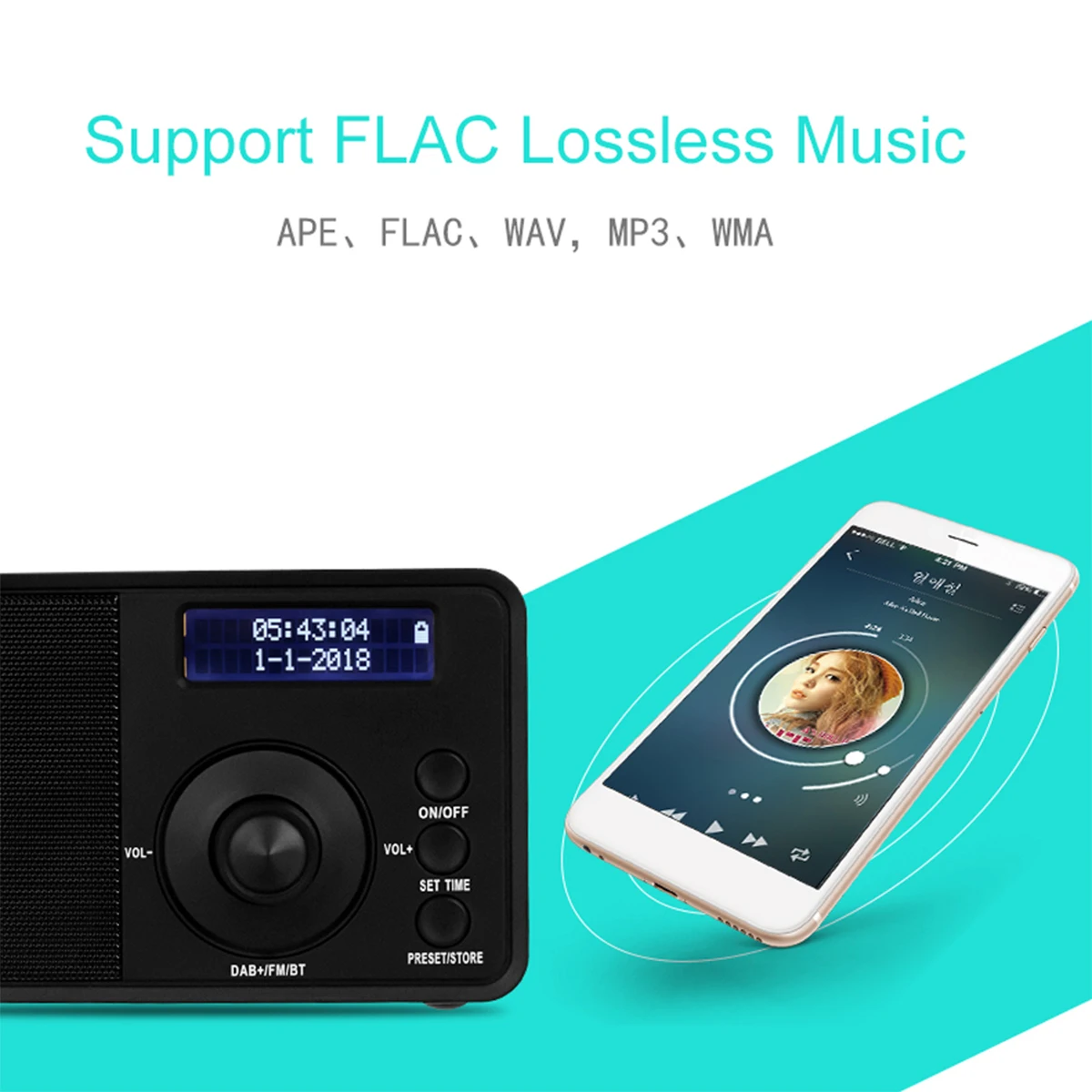 Цифровой DAB + fm радиоприемник портативный bluetooth мини стереозвук музыкальный плеер