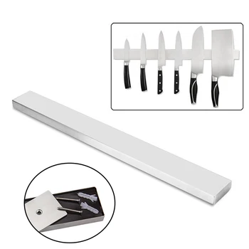

16inch Bar Block Storage Organizer Magnetic Cutter Strip Holder Stainless Steel Safe Multifunctional For Kitchen With Screws