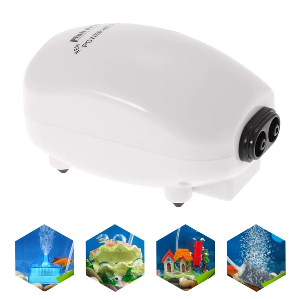 Ultra Silent Aquarium Air Pump Mini Compressor Efficient Oxygen Airpump Single Double Outlet 220-240V EU Plug Fish Accessories | Дом и сад