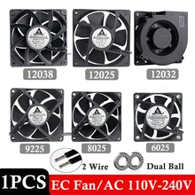 Gdstime ventilador de refrigeración sin escobillas, dispositivo de doble rodamiento de bolas EC, CA 110V, 115V, 120V, 220V, 240V, 2 pines, 80mm x 25mm, 92mm, 120mm, 60, 1 ud.