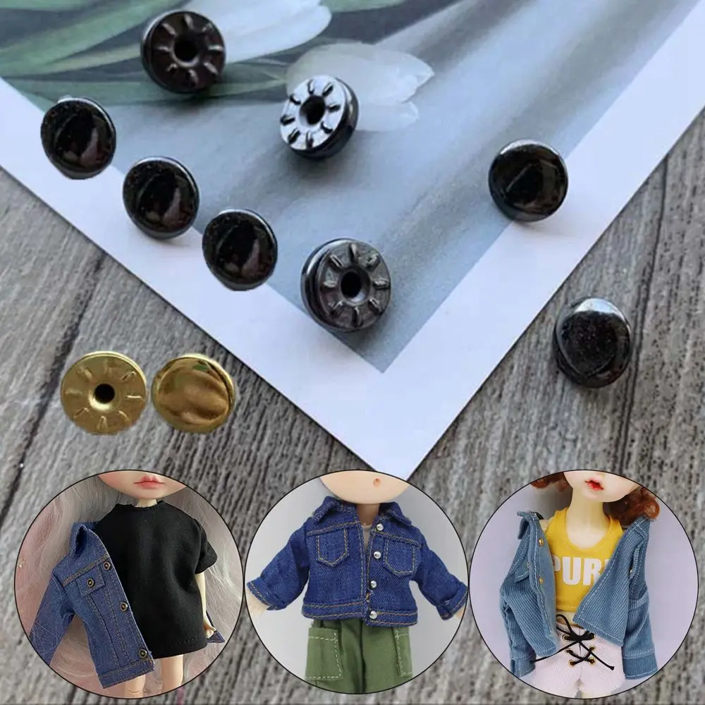 3Sets 6/8mm Mini Metal Button DIY Doll Clothes Craft Buckle Miniature Invisible Snap for 1/6 Doll Clothing Sewing Accessories