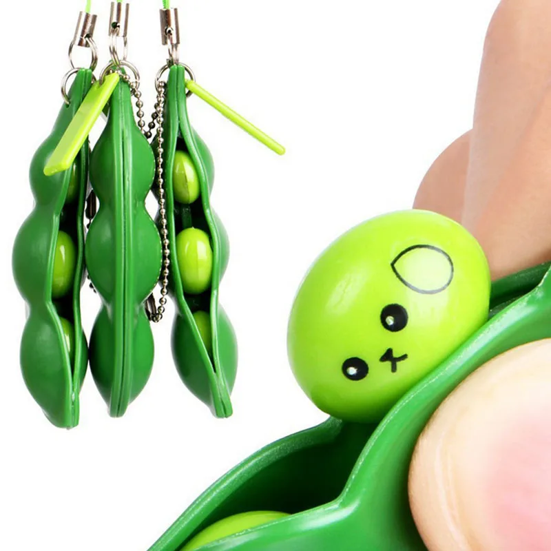 Fidget Toys Squeeze Squishy Pop It Peas Beans Keychain Antistress Edamame Toy Kawaii Anti Stress Simple Dimple Adults Kids Gift