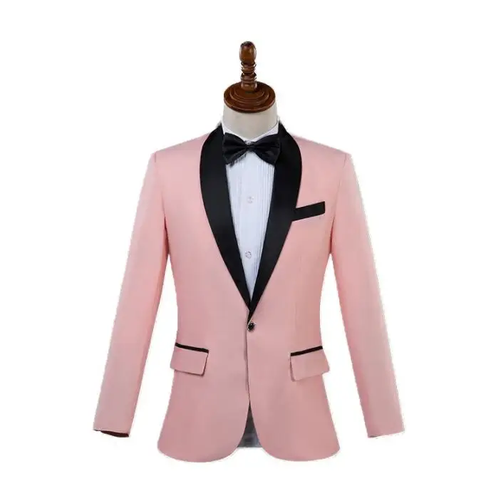 Розовые свадебные костюмы для мужчин блейзер для мальчиков костюмы для бракосочетания Мода Тонкий masculino последние конструкции пальто брюки хор одежда для конюха