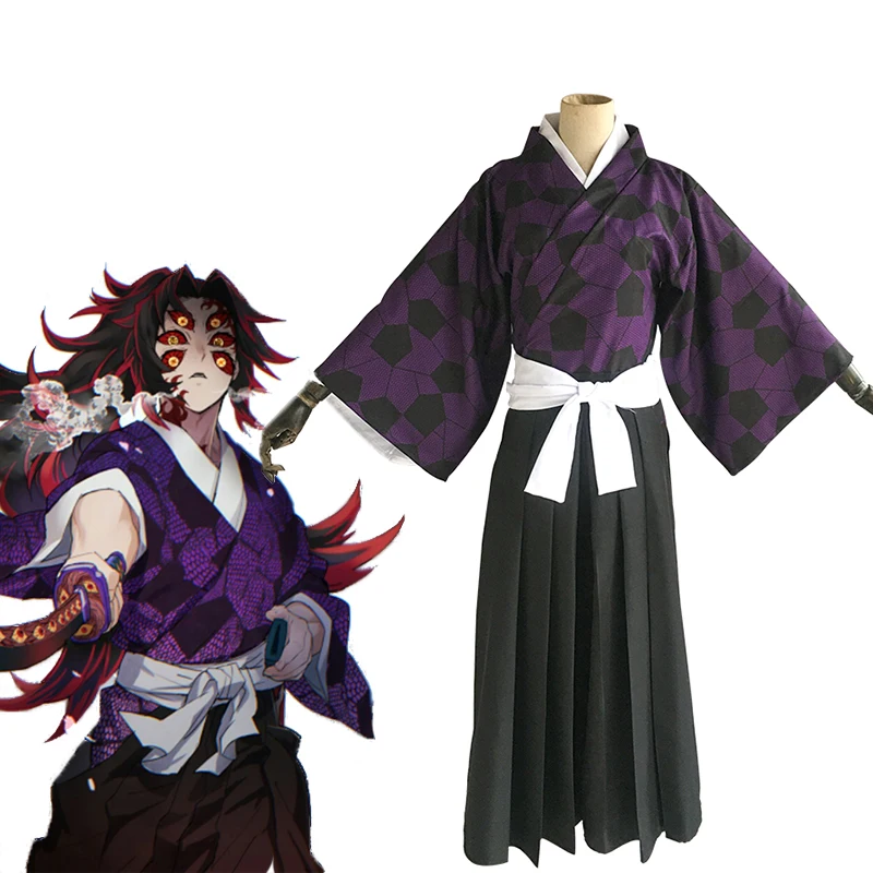 Аниме Комикс убийца демона Kimetsu no Yaiba Косплей костюмы Kokushibou Косплей Костюм Униформа Хэллоуин клинок демона кимоно
