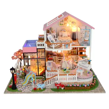 

DIY Creative Handmade Theme Wooden Cabin Assembly Building Model Toy Set with Light and Music - Sweetalk