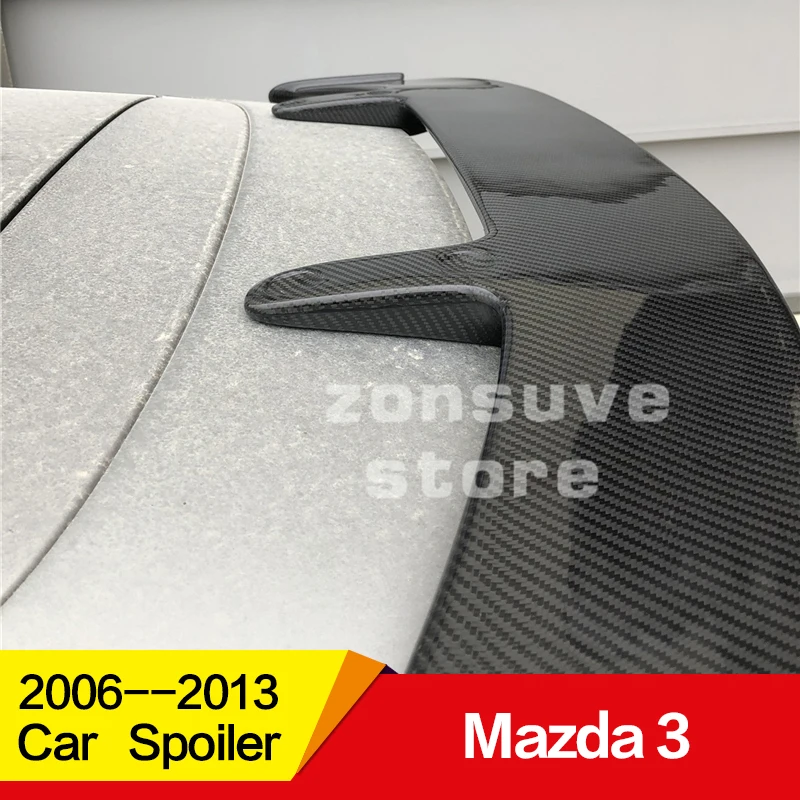 Использовать для mazda 3 хэтчбек спойлер 2006-2013 год глянцевое углеродное волокно/FRP заднее крыло крыла спортивные аксессуары