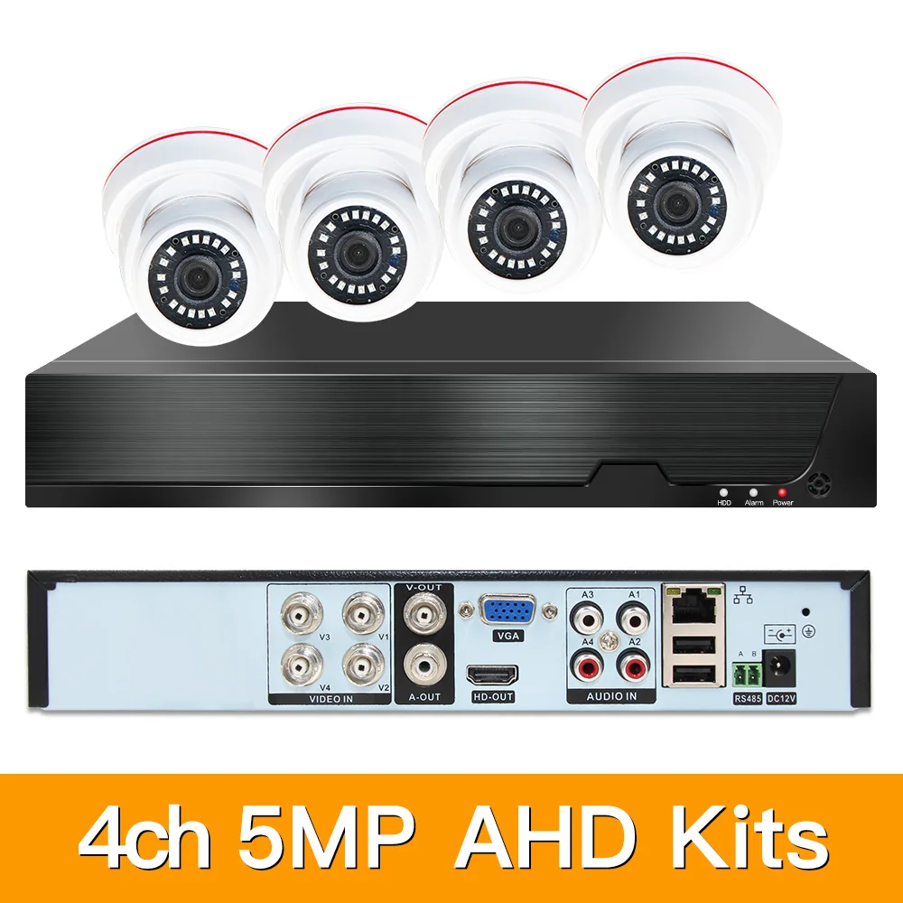 4ch 5MP AHD Kits CCTV System Security Hybrid DVR Indoor dome Camera Surveillance Video P2P XMEYE KITS | Безопасность и защита