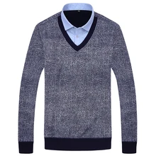 Стильный мужской осенний приталенный свитер с v-образным вырезом/Мужской премиум бренд набор для отдыха вязаная рубашка/вязаный свитер большого размера XXXL