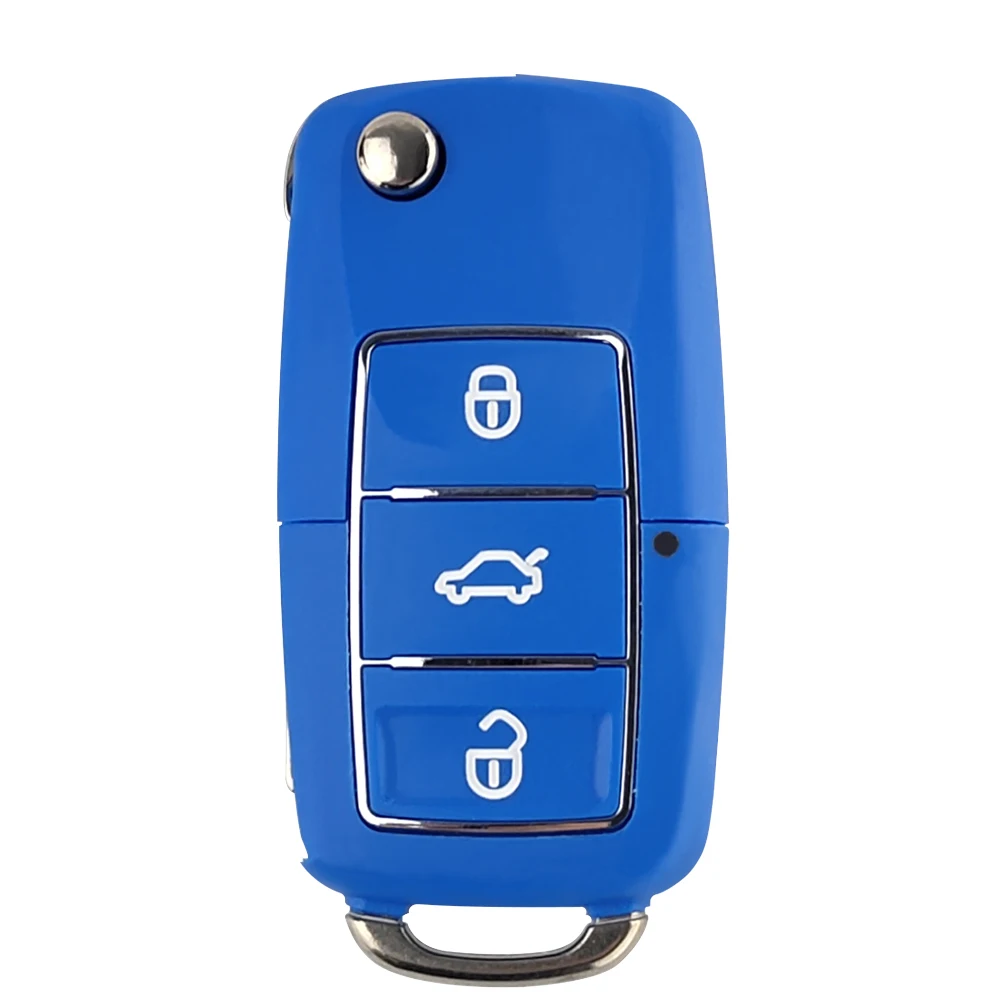 OkeyTech Автомобильный откидной складной чехол для ключей V W Volkswagen Beetle 3 кнопки HAA Uncut Пустой Клинок Синий черный зеленый красный оранжевый - Цвет: Синий