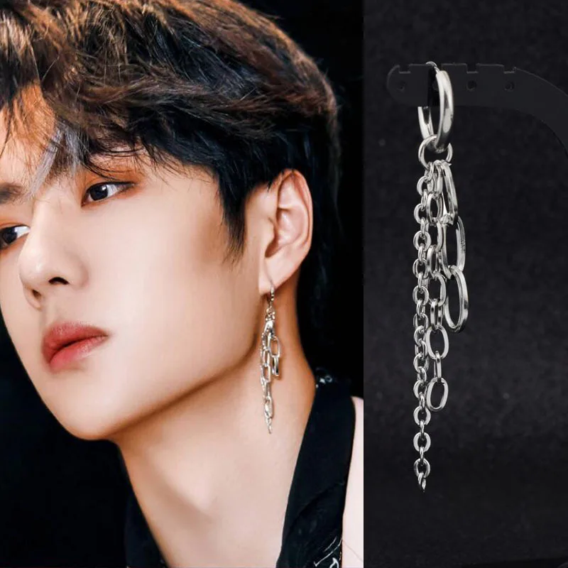 Idol корейские серьги-гвоздики из нержавеющей стали для мальчиков KPOP DNA Ear Clip
