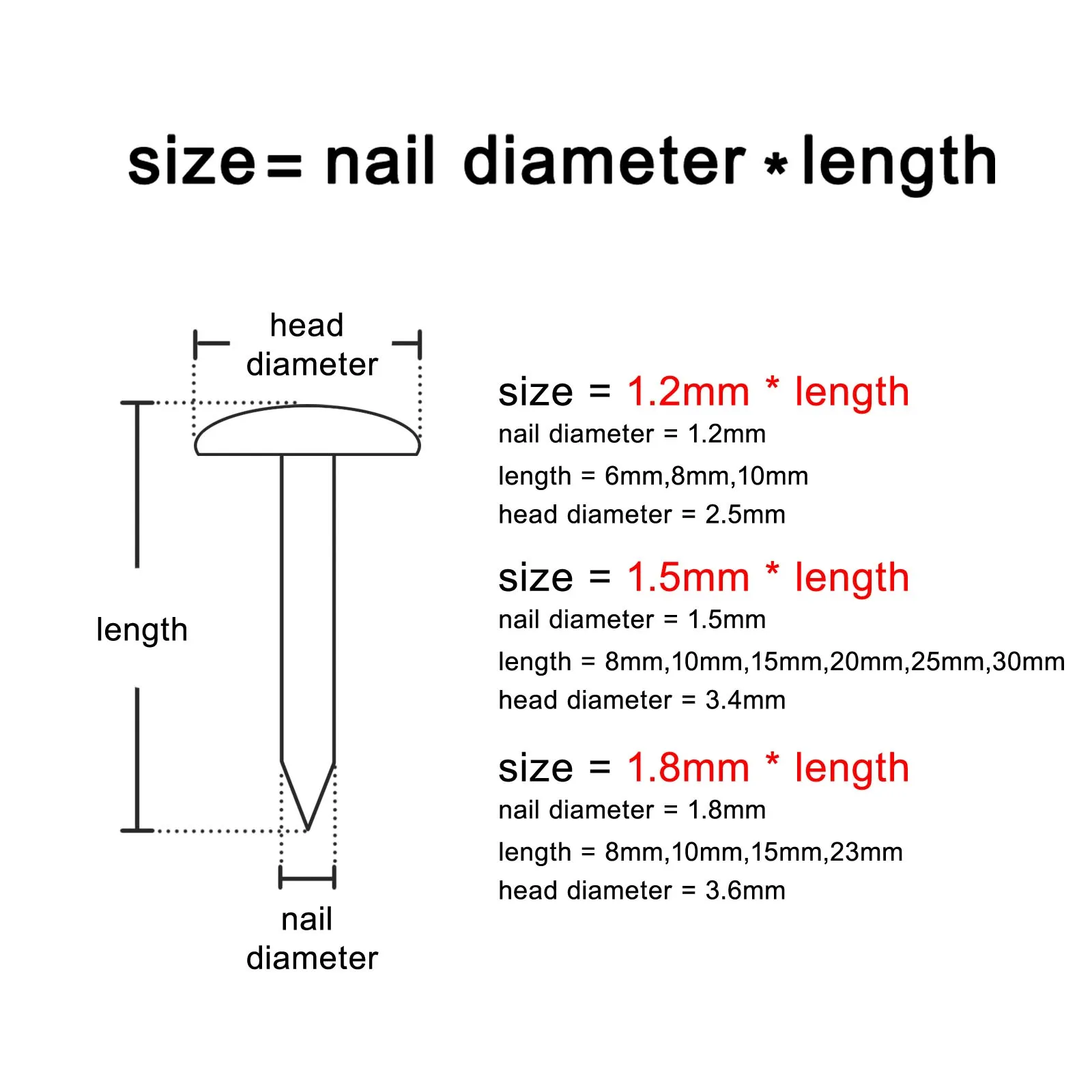 Round Head Nails 200pcs Golden Diameter 1.2mm 1.5mm 1.8mm Iron Small Mini For Jewelry Chest Box Case Hinge Furniture Drum
