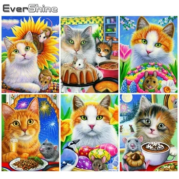 

Evershine Full Square Diamond Painting Cat Rhinestone Art 5D DIY Diamond Embroidery Autumn Animal Wall Decorations