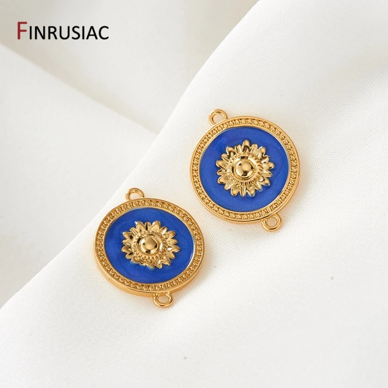 14K 금도금 쥬얼리 제작 에나멜 커넥터, DIY 목걸이 귀걸이 팔찌 펜던트 액세서리, 4 가지 유형