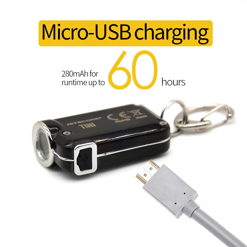 Nitecore TINI SS USB перезаряжаемая светодиодная подсветка ключа из нержавеющей стали CREE XP-G2 S3 светодиодный 380 лм включает USB перезаряжаемый литий-ионный аккумулятор