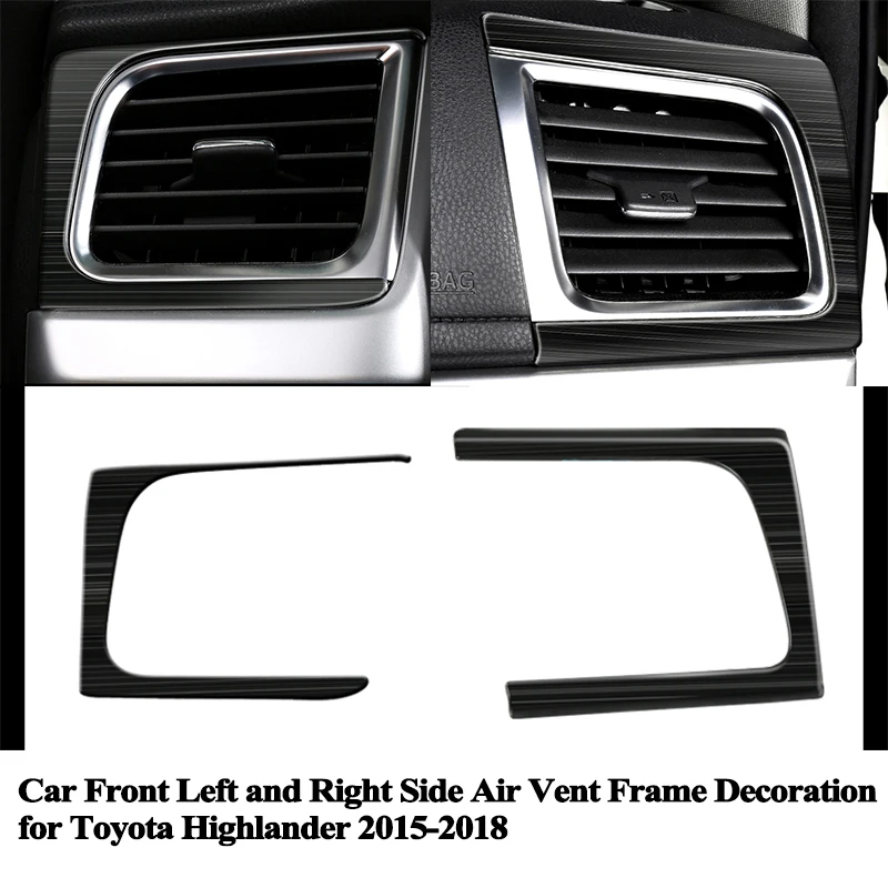 

2pcs/set Car Interior Front Left Right Air Vent Outlet Cover Trim Decoration Sticker Accessories for Toyota Highlander 2015-2018