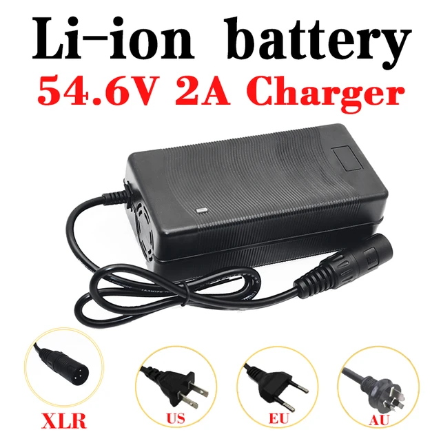 54.6V 2A electric bike lithium battery charger for 48v li-ion battery XLR  plug