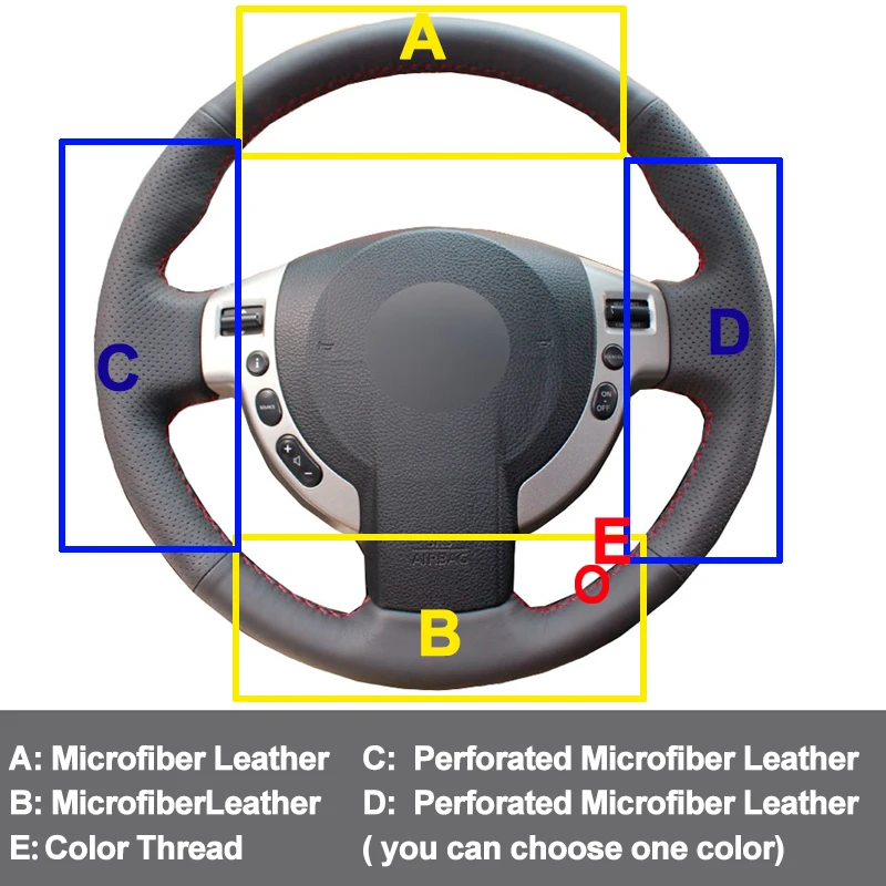 Автомобильная крышка рулевого колеса для Nissan Qashqai 2007-2013 Rogue 2008-2013 X-Trail 2008-2013 NV200 2010- Sentra 2007-2012