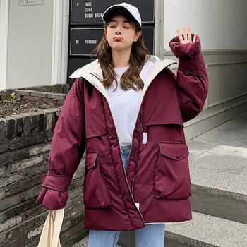 

TYJTJY 2019 Long Parkas Winter Jacket Women Hooded Windproof Military Clothing Female Big Pocket Thicken Winter Coat Women