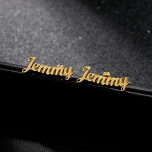 Custom Name Earrings For Women Stainless Steel Personalized Initial Cursive Nameplate Stud Earring Pendientes Aretes De Mujer