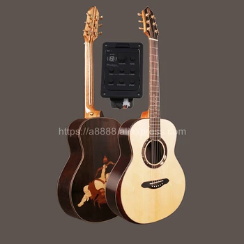 

Full Solid Guitar,38" Solid Spruce Top/Solid Rosewood Body,Travel guitar Portable Mini guitar + 20mm cotton bag,(Cupid's Arrow)