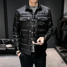 Heren Donsjas, новинка, зимние мужские пуховики на утином пуху, деловые, повседневные, высокое качество, Теплая мужская брендовая одежда, приталенная, с отложным воротником