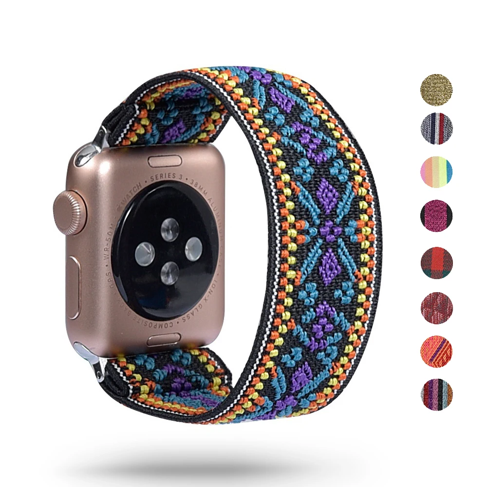 Эластичные часы ремешок для Apple Watch нейлон 38 мм 40 42 44 петля Iwatch 5/4/3/2 | Наручные