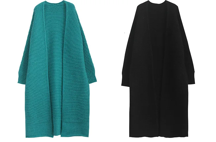 Blue Peacock Knit Women Tops Cardigans Autumn Winter Sweaters Cardigan Knitted Loose Long Coat Plus Size Sweater LB001
