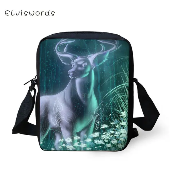 CDWX3877E ELVISWORDS комплект из 3 предметов, детский школьный рюкзак, художественный Фэнтези, олень, школьные сумки, Kawaii, животные, студенческий рюкзак/мешок с закрылками/пеналы для ручек - Цвет: CDWX3877E