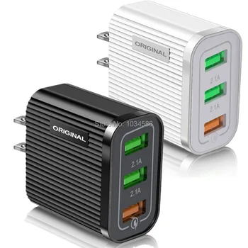 

Fast Quick Charge 3 Usb Ports 18W AC Home Travel Wall Charger Adaptor For IPhone 7 8 11 XR Samsung Android phone PC mp3