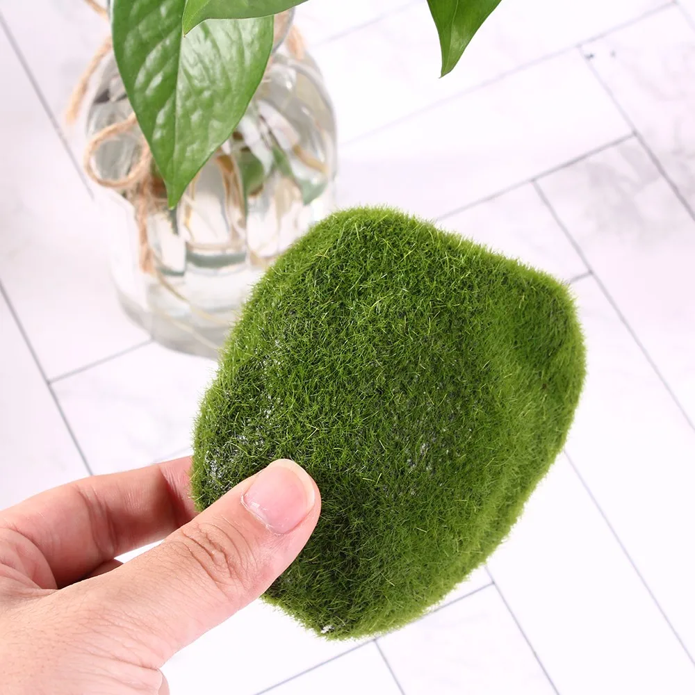 12pcs Simulation Stones Plant Artificial Moss Rocks Green Moss Ball For Shop Hotel Home Office DIY Decoration