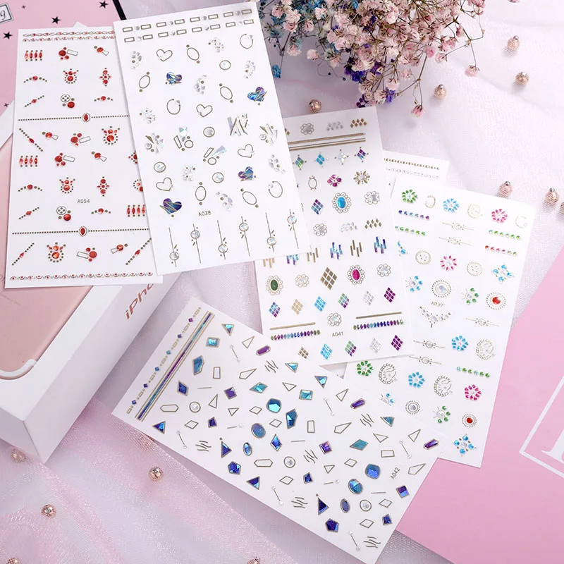 FlorVida клейкие стикеры 3D на ногти Nail Art, стразы, стразы