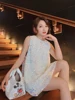 Cakucool Shiny Sequin woman dress summer 2022 sleeveless o neck a-line sexy party bling mini sundress vestidos de mujer jurken ► Photo 2/5