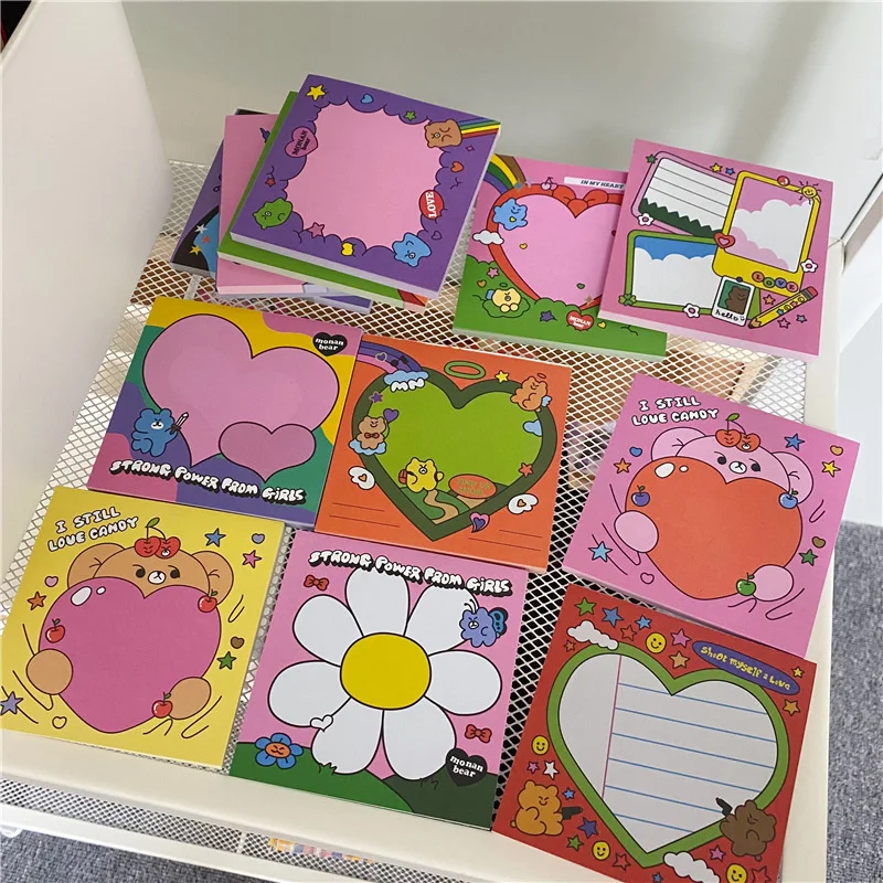 50 Sheets Ins Cartoon Colorful Love Heart Memo Pad 13 Style Time Sticky Note Schedule Planner Office School Supplies Stationery