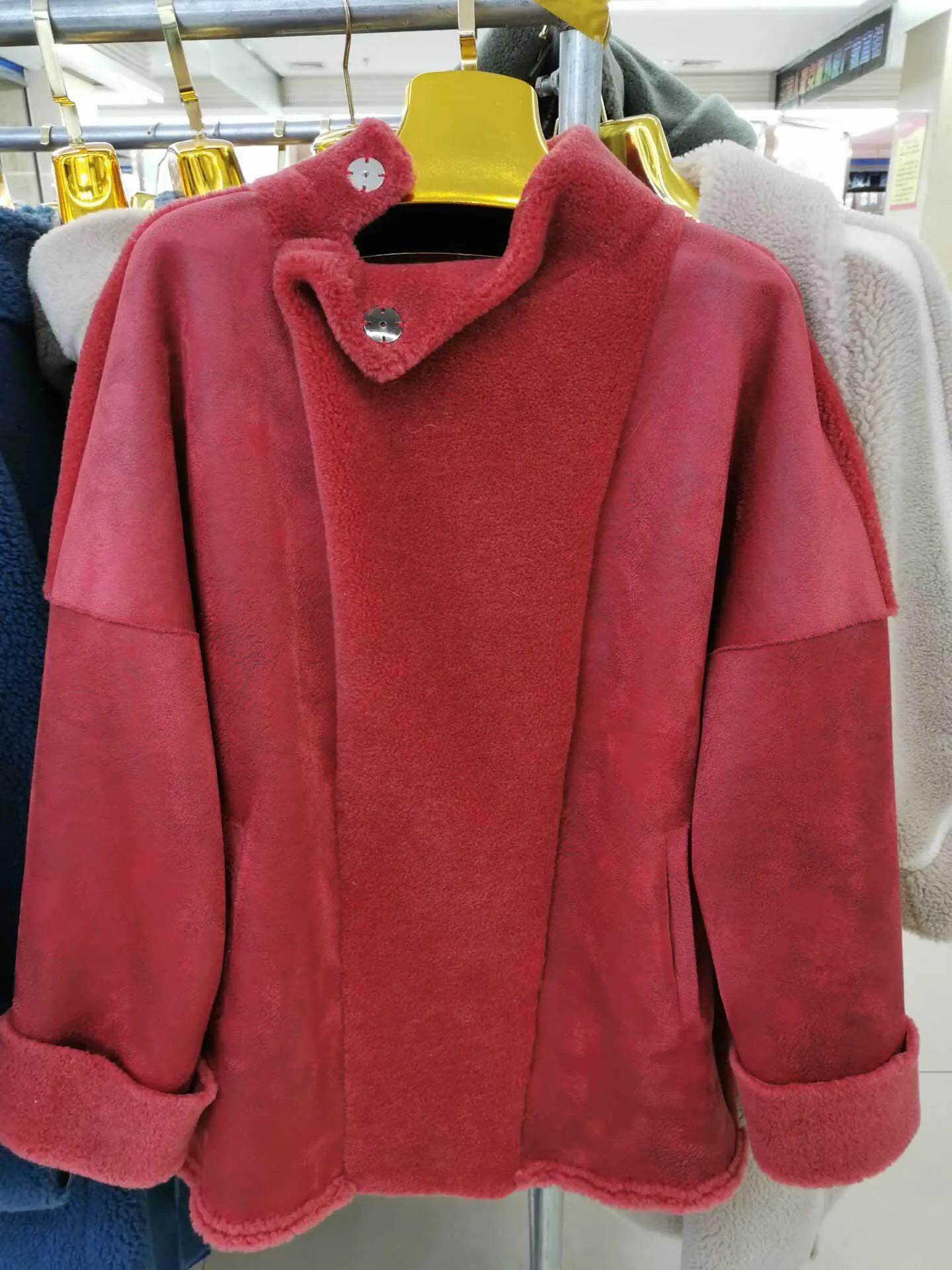 Новейший Зимний пуловер из зернистой овечьей шерсти, повседневная куртка, Уютная куртка из натуральной овечьей кожи, теплая куртка с натуральным мехом - Цвет: as picture 04