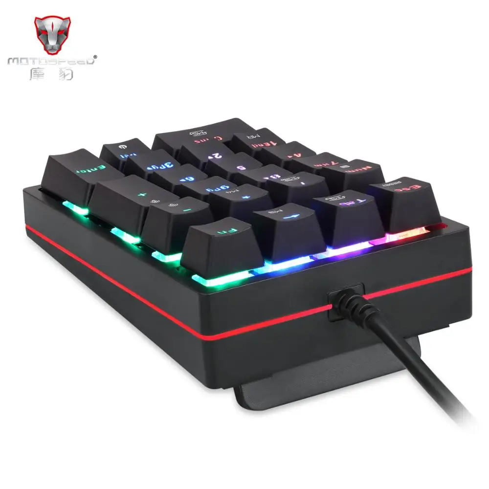 MOTOSPEED K24 USB Проводная Механическая цифровая клавиатура 21 клавиша Mini Numpad RGB