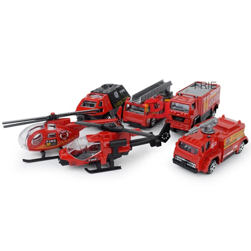 

6pcs/set 1:87 Scale Mini Fire Fighting Military Helicopter SWAT Vehicle