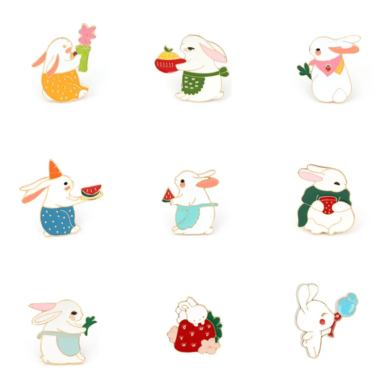 Little white rabbit pins Cartoon Enamel Pin For Clothes Backpack Brooches Personality jewelry | Украшения и аксессуары