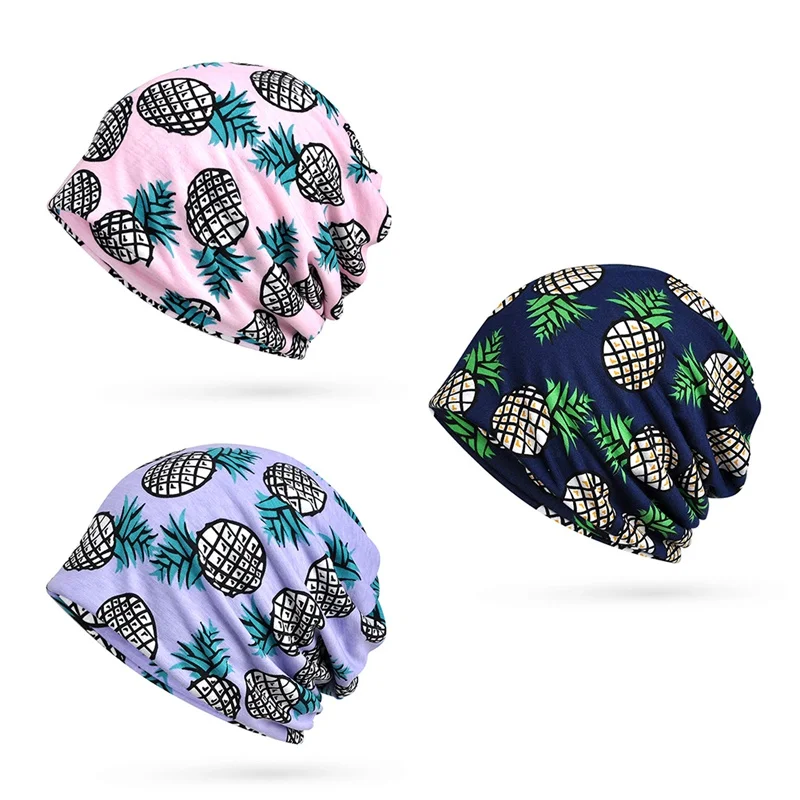 Уличная Беговая Кепка, шарф для женщин, с принтом ананаса, солнцезащитный козырек, дышащий эластичный хлопок, шляпа для шеи, теплые пляжные головные уборы для путешествий