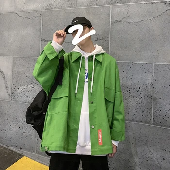 

2019 Men's Fashion Casual Cotton Oversized Coats Long Sleeve Leisure Streetwear Bomber Jacket Tide Male Loose Windbreaker M-2XL