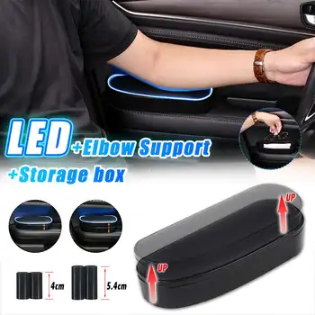 

Universal Car Armrest Adjustable Anti-fatigue Anti Slip Mat Storage box PU Leather LED Car Left Armrest Elbow Support