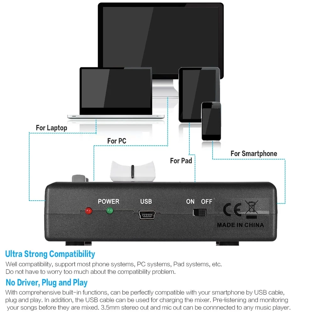ЕС/США штекер аудио микшер аудио усилитель для наушников Караоке КТВ мини карманный микшер мини микшер для мобильного телефона 3,5 мм интерфейсы