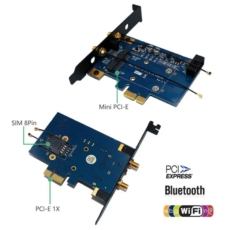 Адаптер PCI-E для Mini PCI Express, мини-карта со слотом для sim-карты для Wi-Fi модуля Plug and Play, удобная и быстрая работа