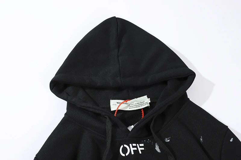 Граффити фейерверк стрела 19ss Off-White OW для мужчин/женщин Осень Зима Хлопок Мода Повседневная Свободная Толстовка с капюшоном куртка
